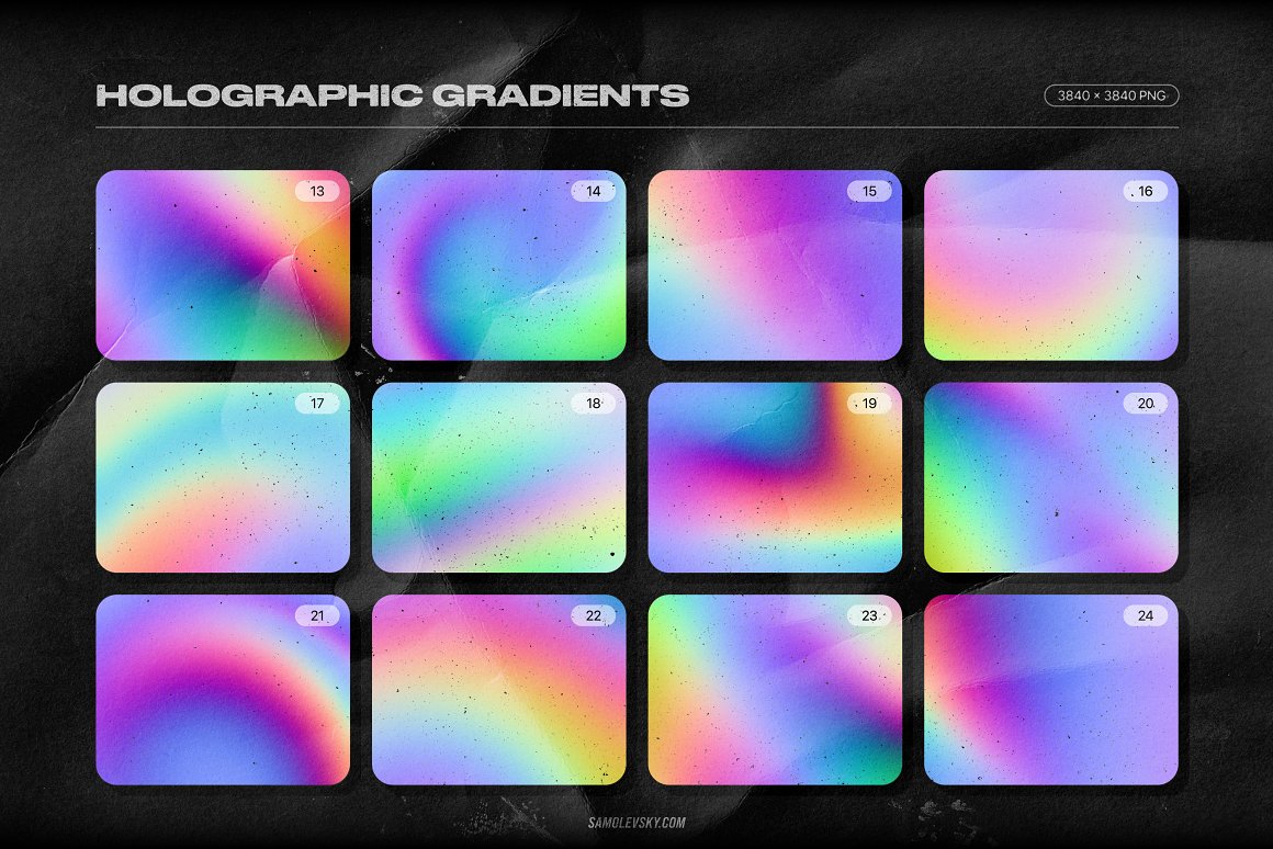 Bright gradient background patterns.