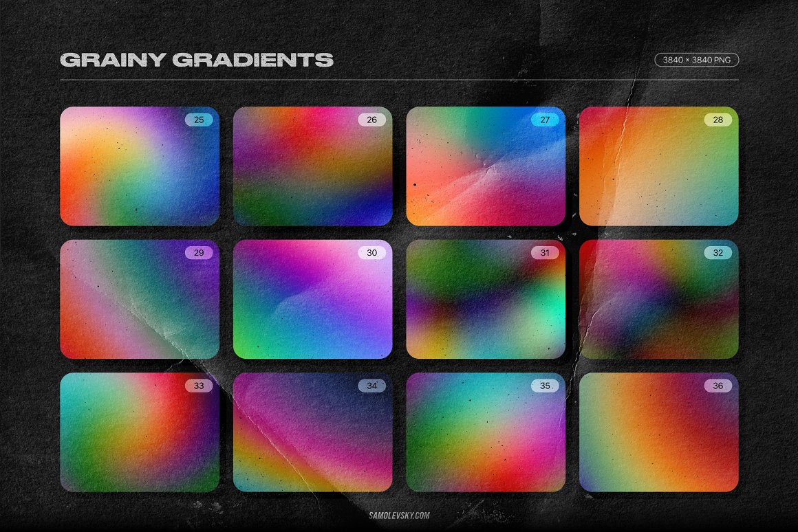 Grainy backgrounds retro gradients.