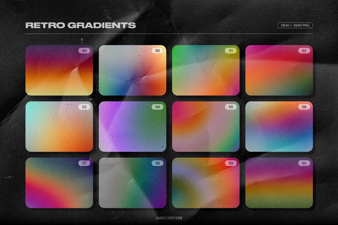The gradients are shown in different versions.
