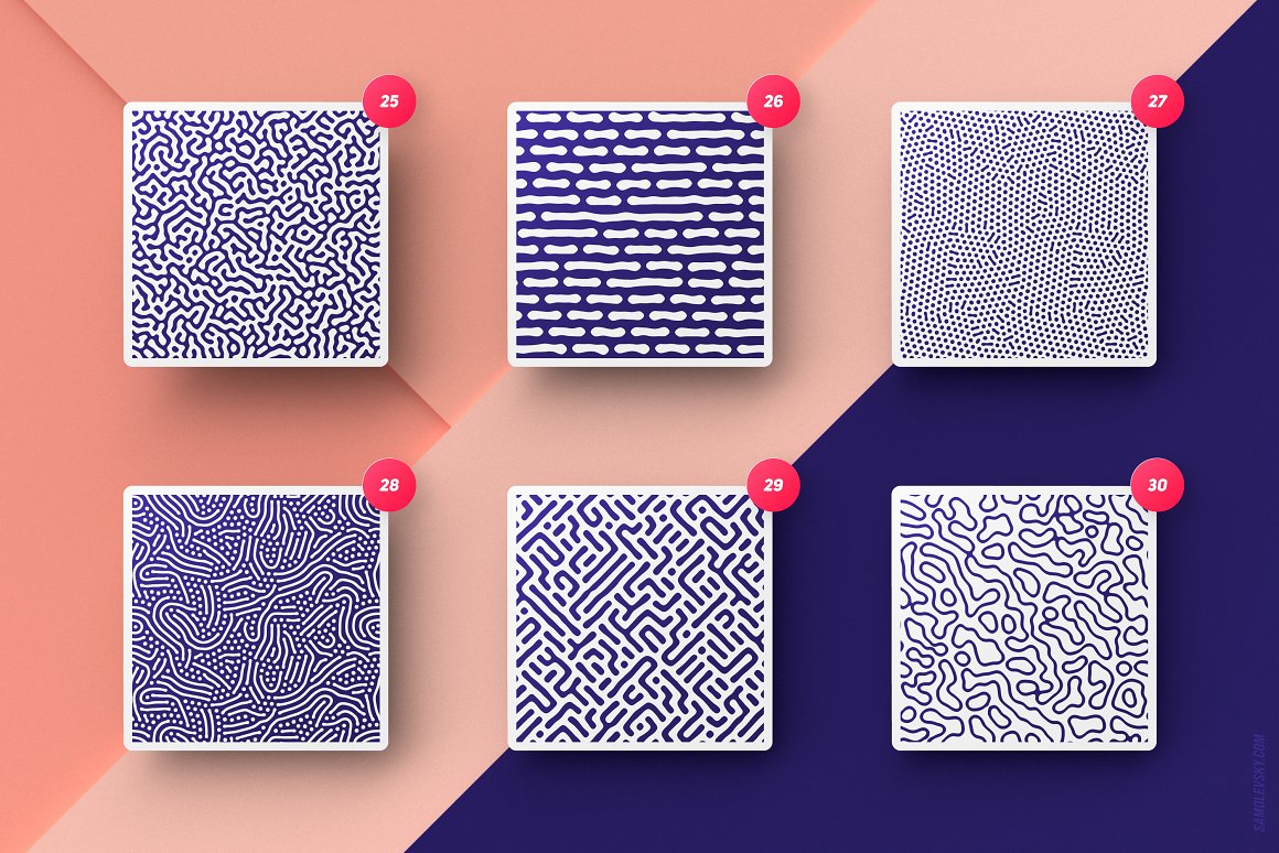 Image with different patterns of blue color.