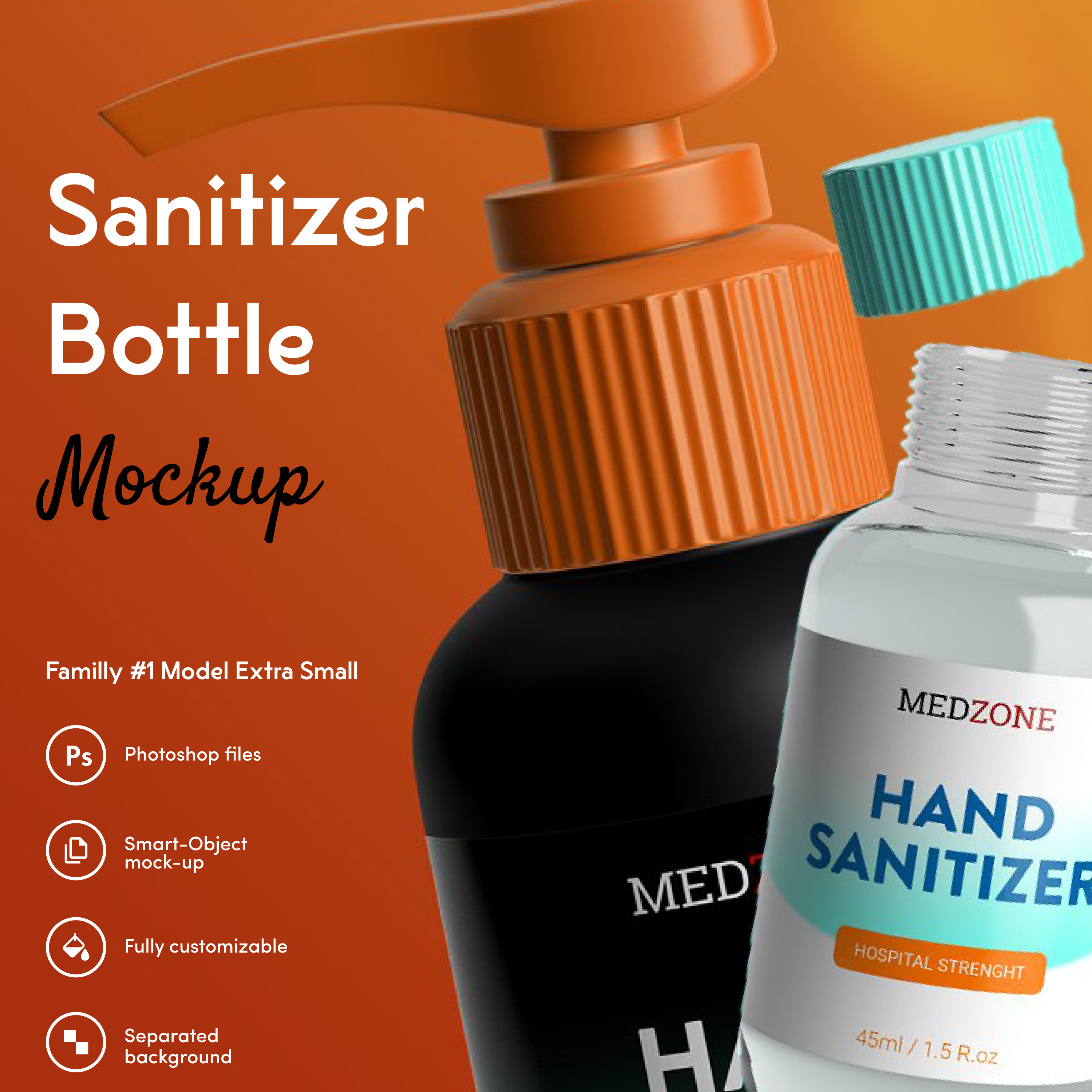 Sanitizer bottle mockup image preview.