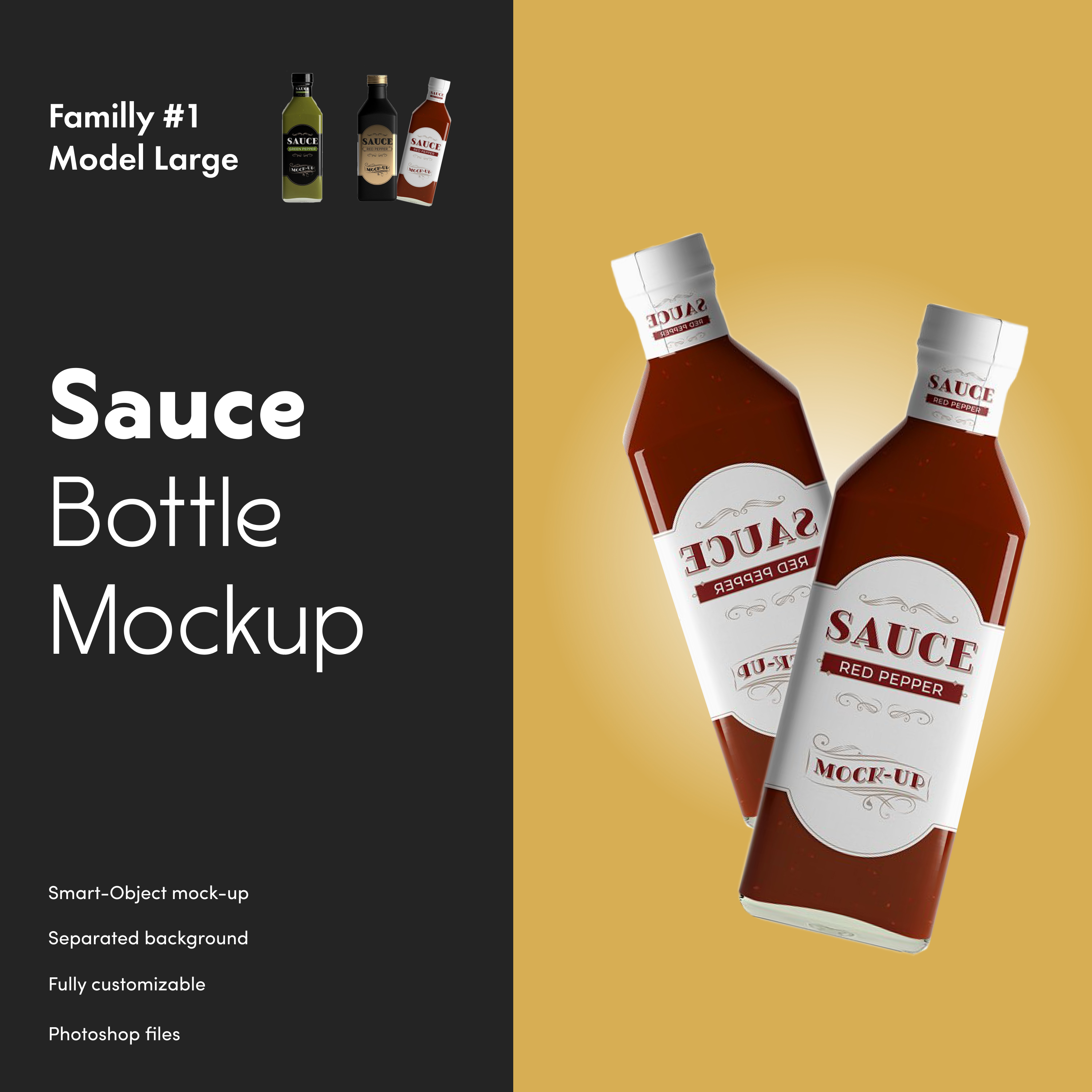 Prints of sauce bottle mockup.