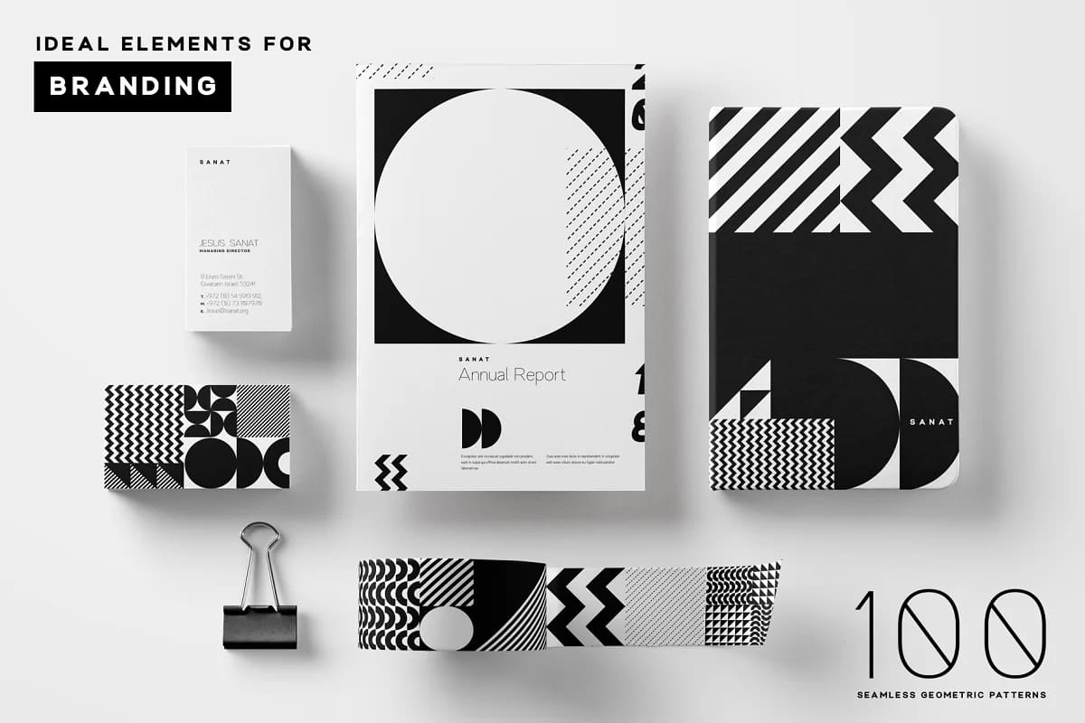 seamless geometric patterns bundle ideal elements for branding.