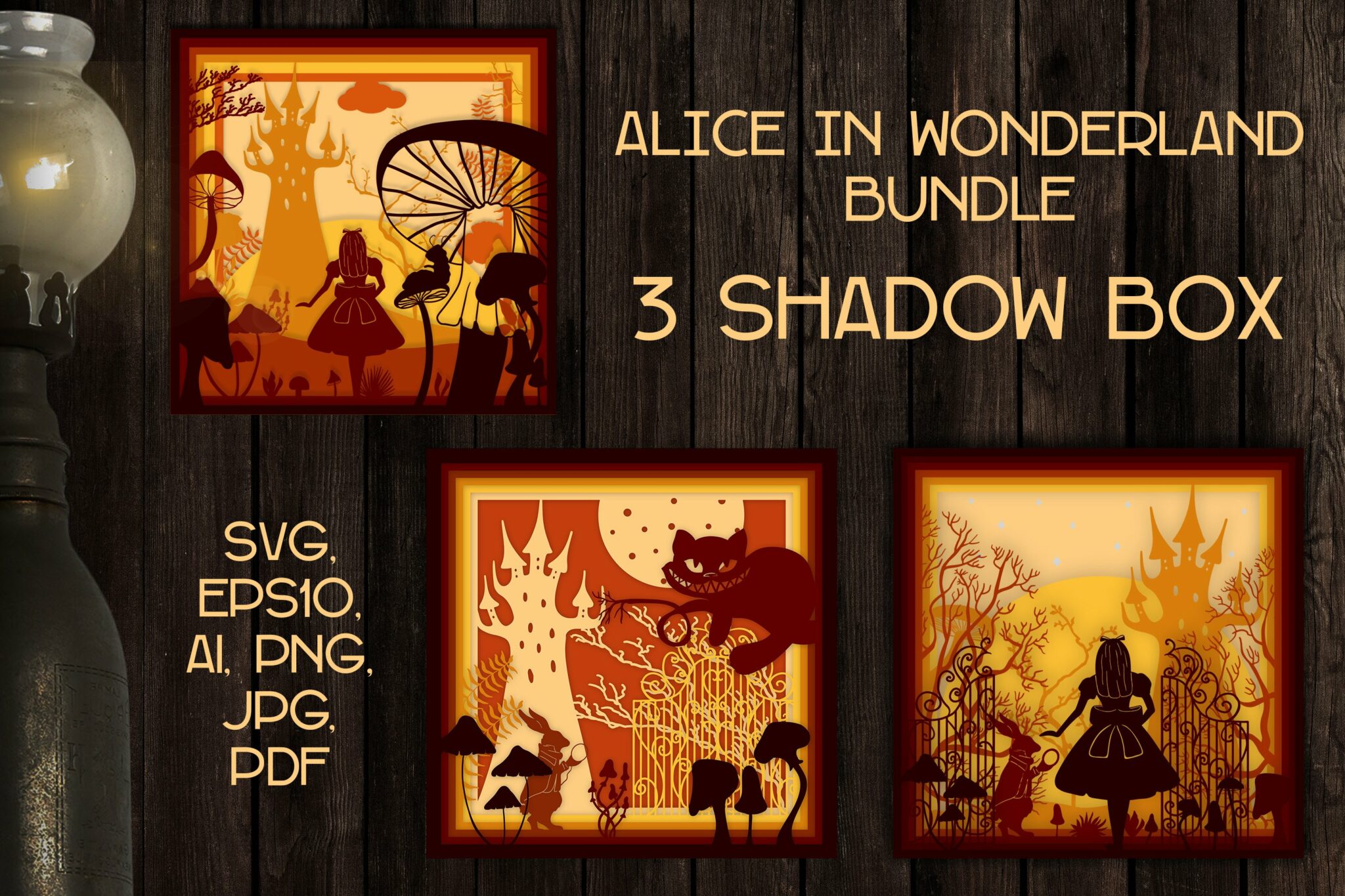 Alice In Wonderland Light Box Bundle Shadow Box 3d Svg – MasterBundles