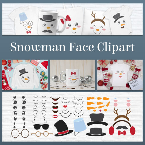 Snowman face clipart preview.