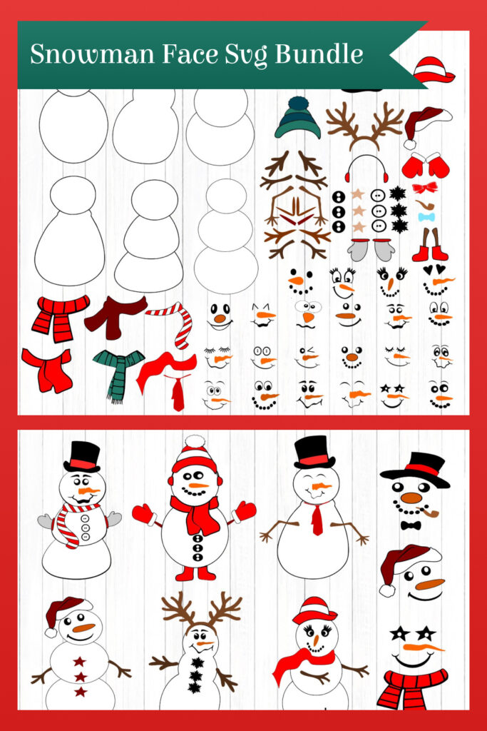 Snowman Face SVG Bundle Accesories Christmas Snowman SVG – MasterBundles