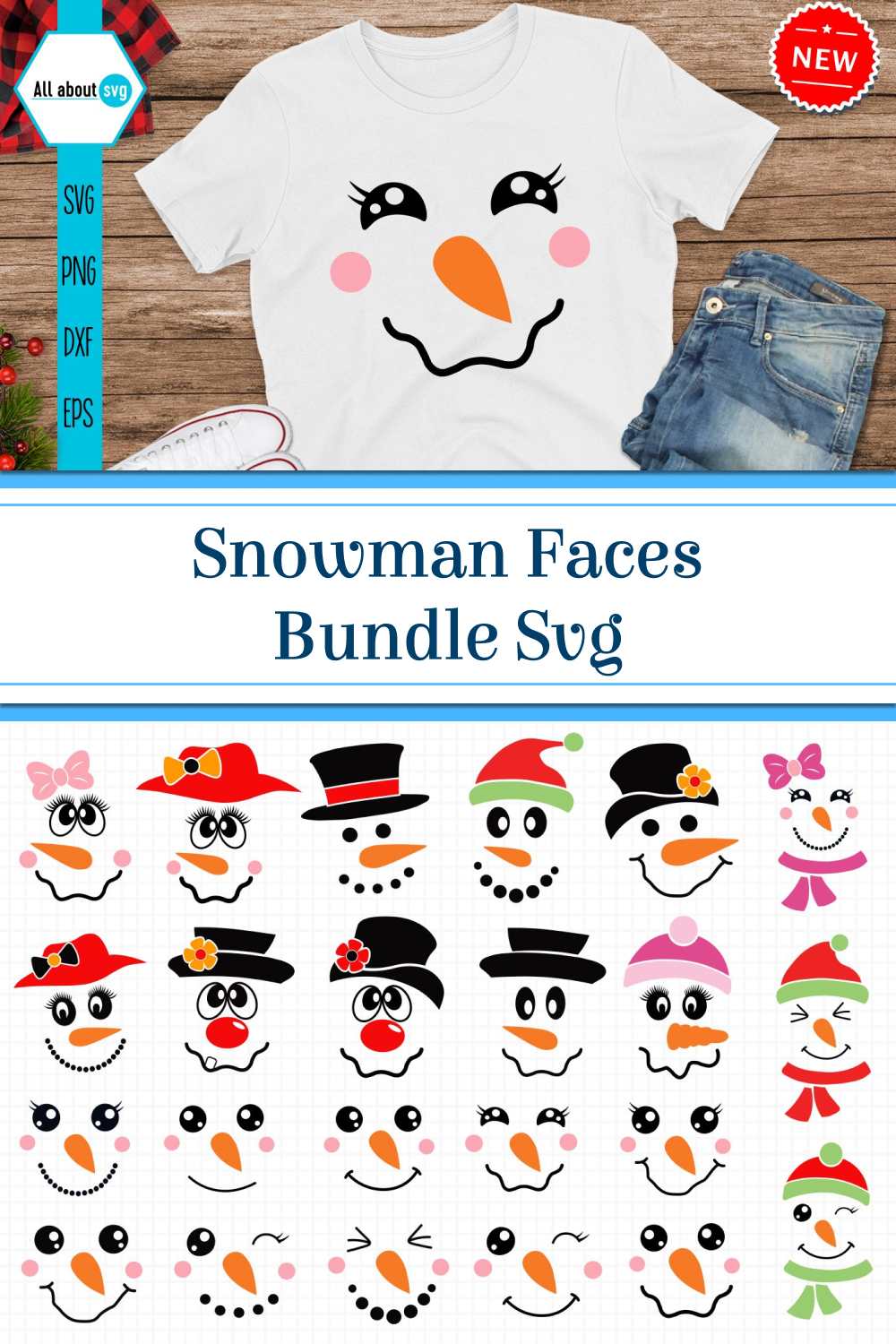 Snowman faces bundle svg of pinterest.