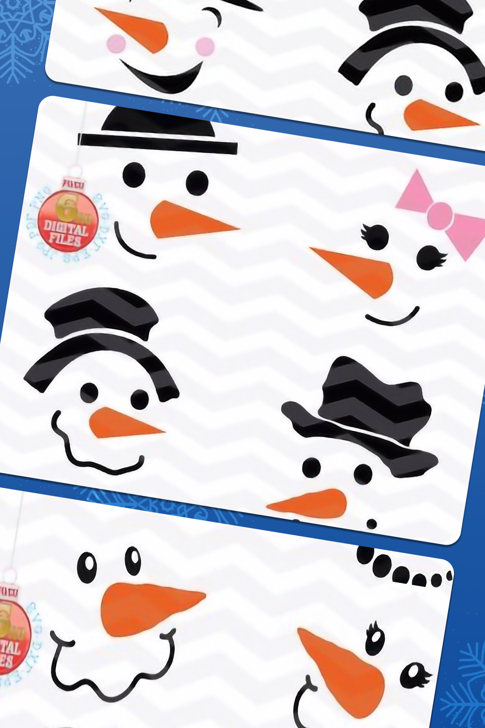 Winter snowman faces svg cut file of prints