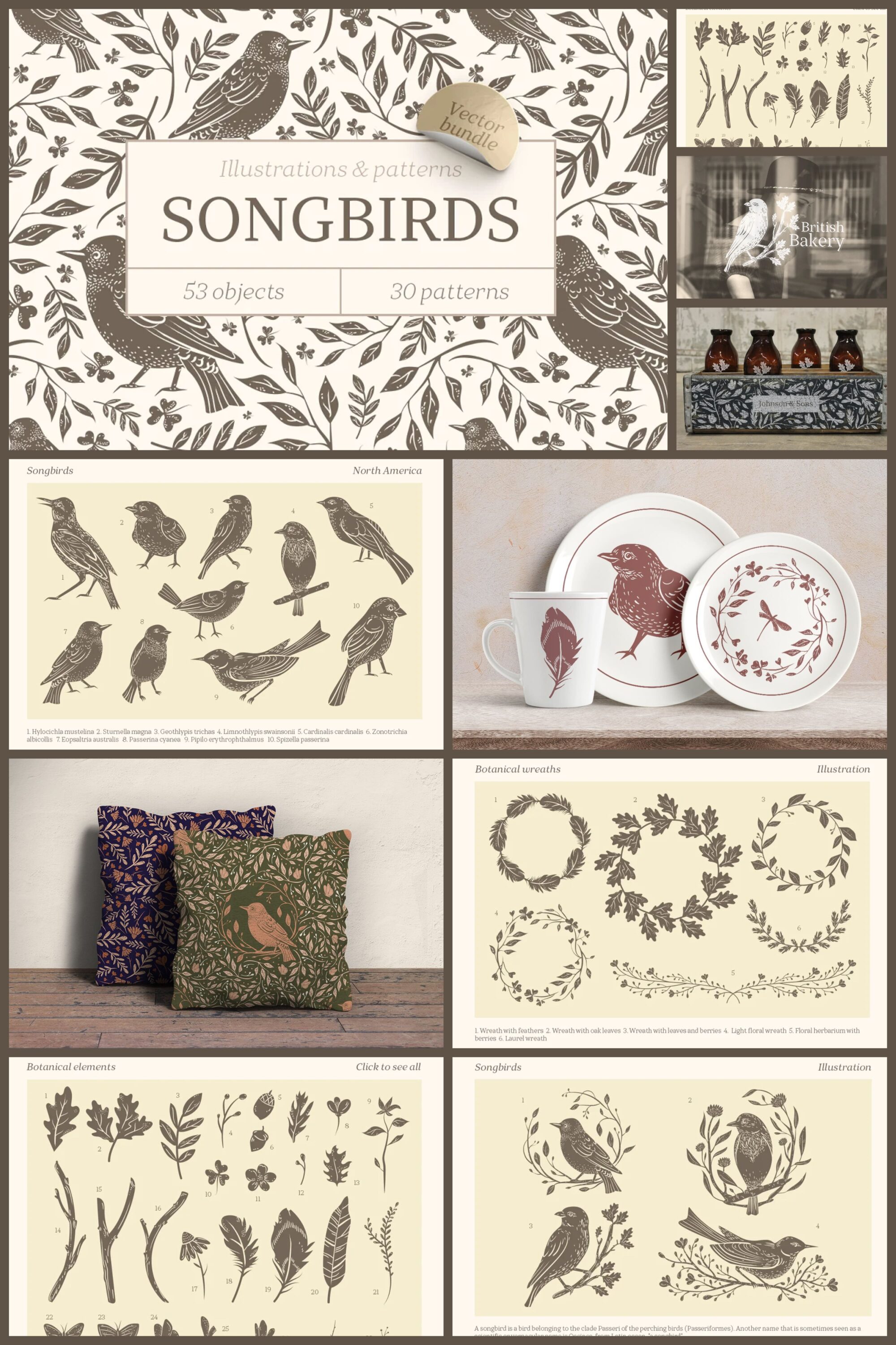 Songbirds Graphic Collection pinterest image.