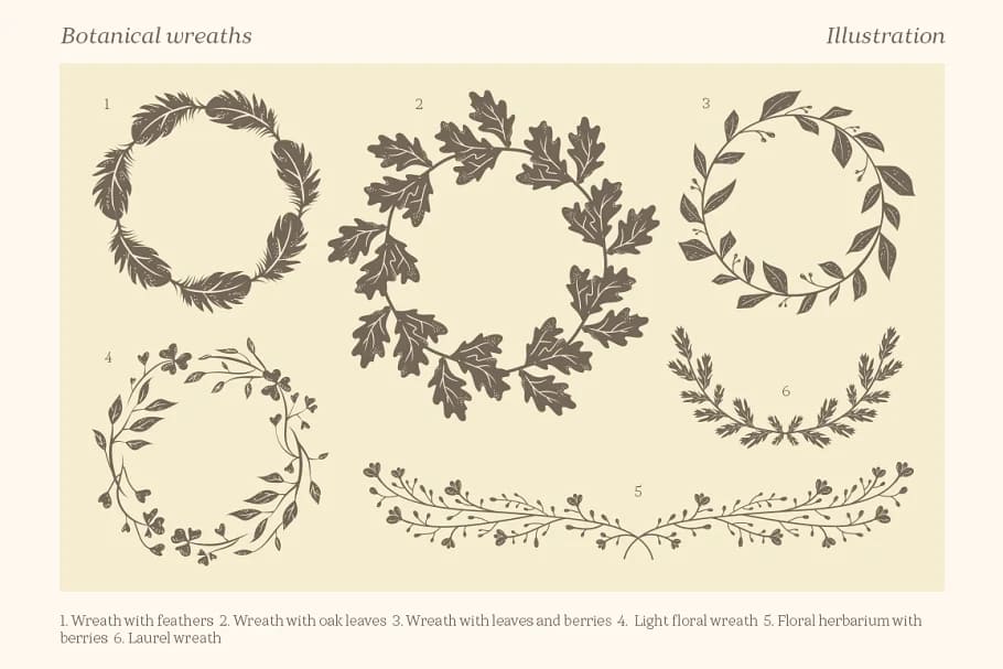 songbirds graphic collection, wreaths.