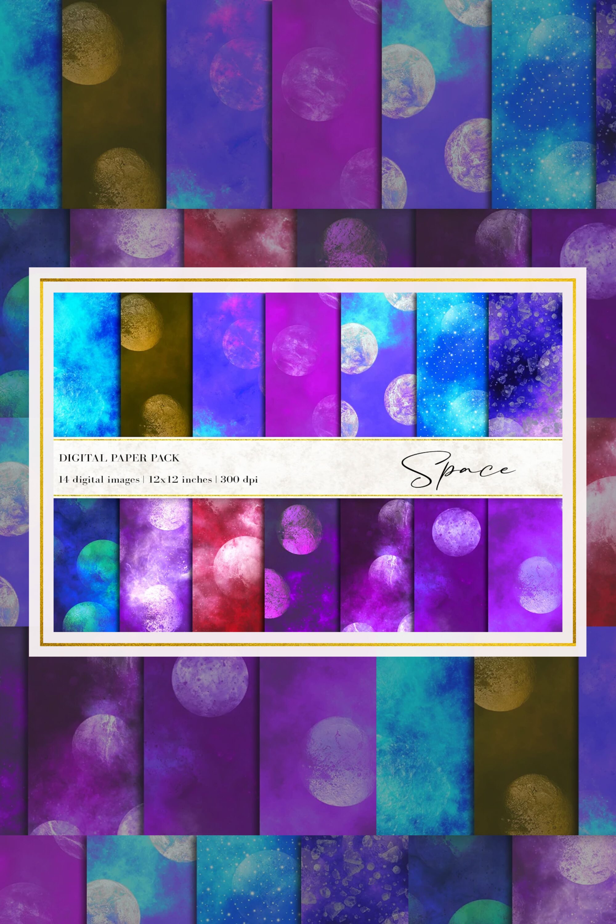 Space Digital Papers pinterest image.