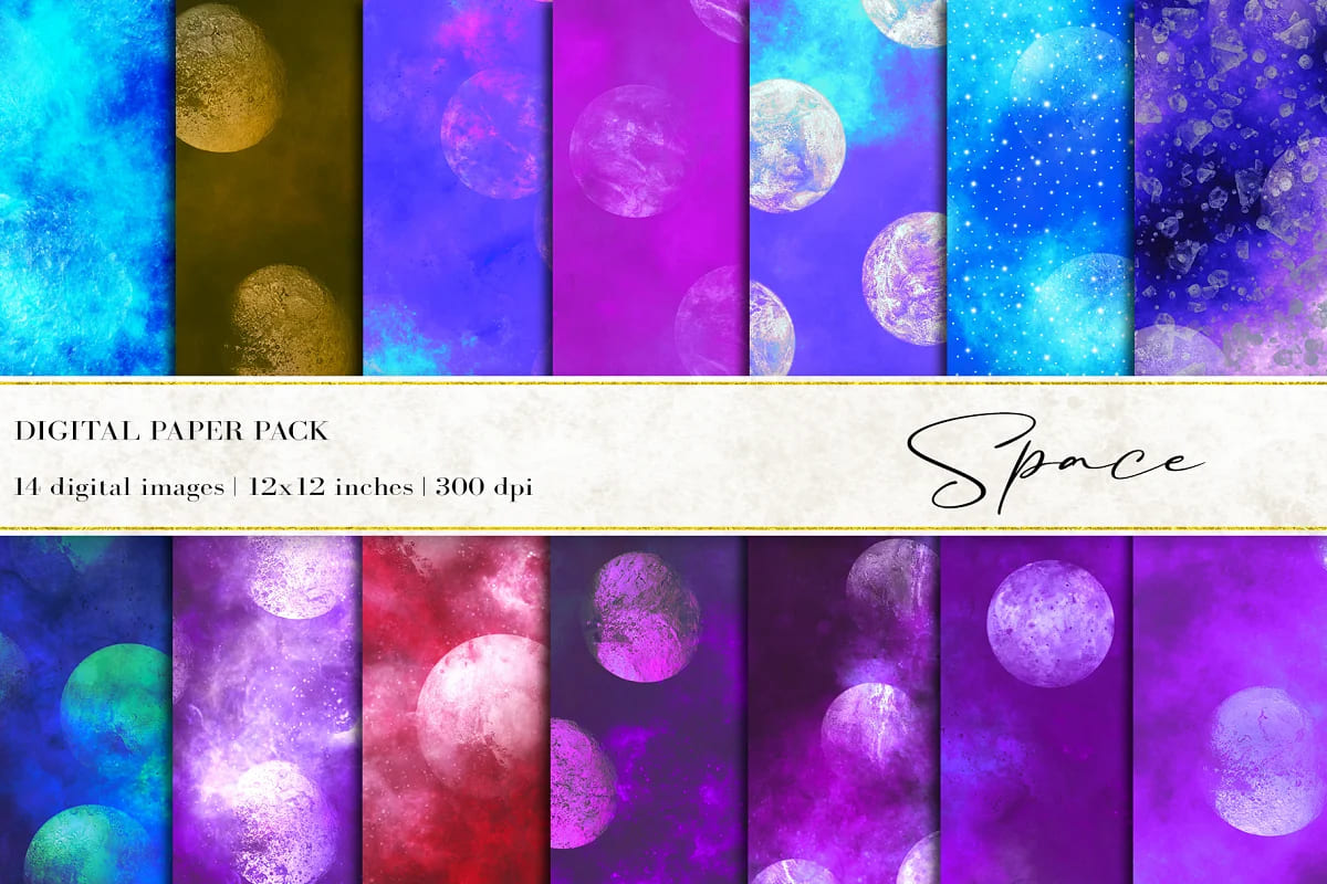 space digital papers collection.