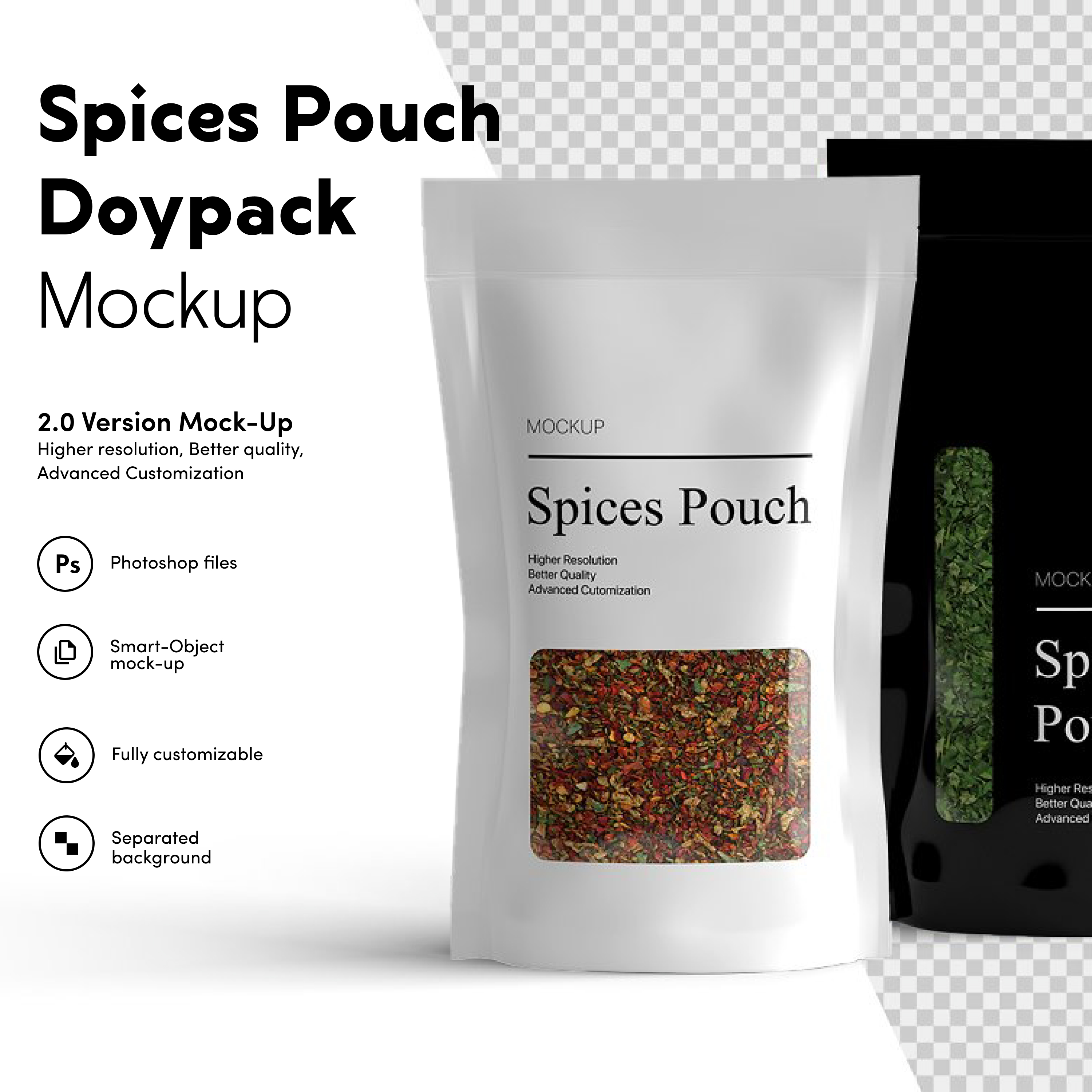 Spices pouch doypack mockup preview.