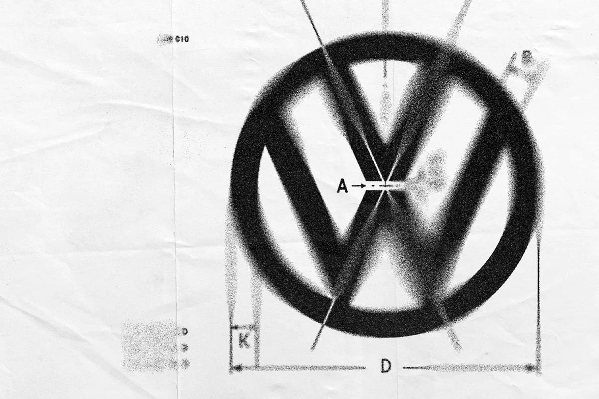 spray stencil spray paint effect, example with volkswagen sign.