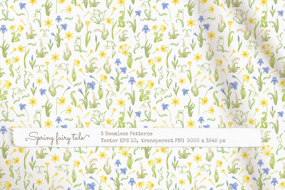 Spring Fairy Tale Seamless Pattern facebook image.
