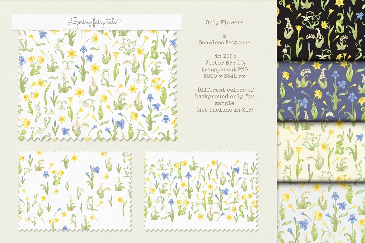spring fairy tale seamless pattern graphics.