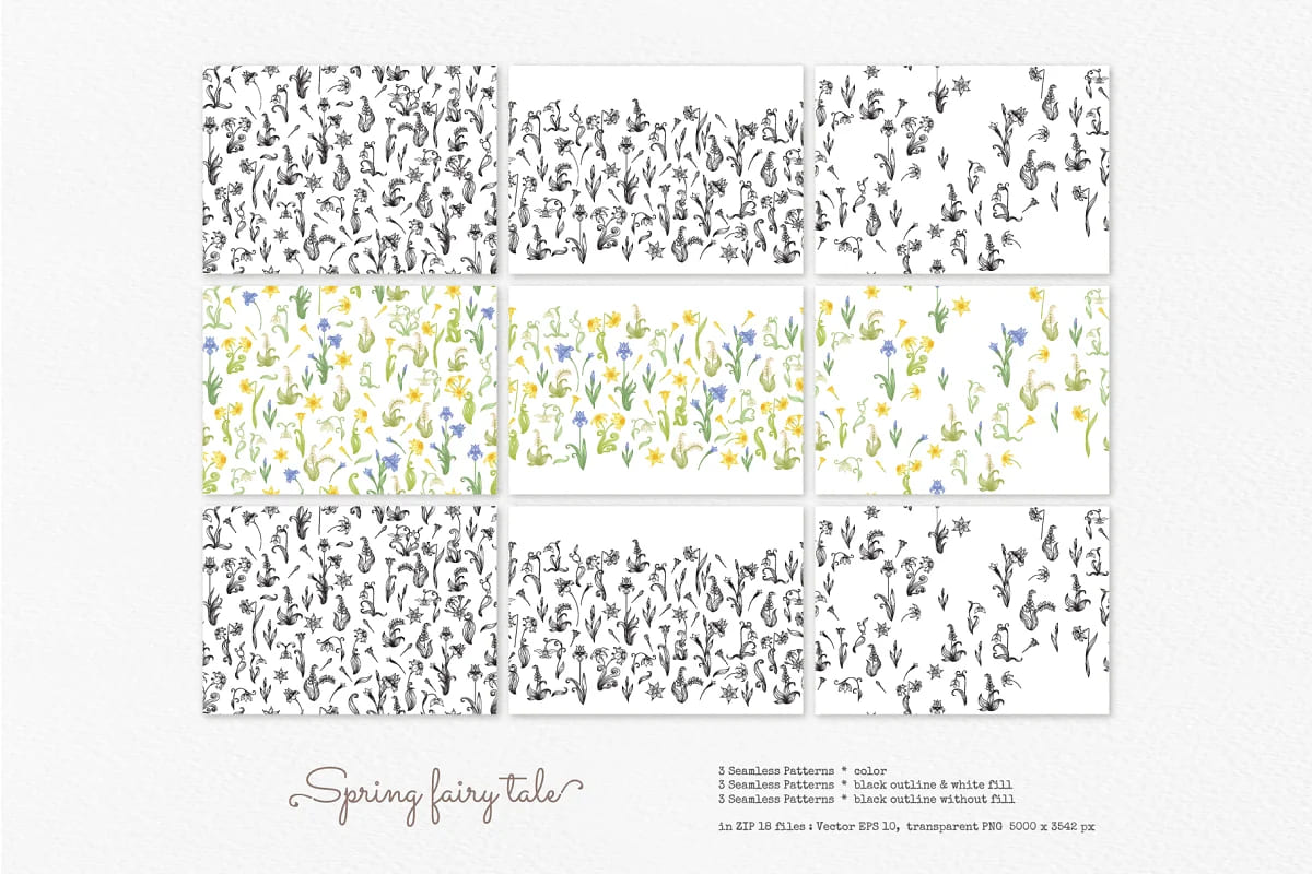 spring fairy tale seamless pattern for fabrics and paper.