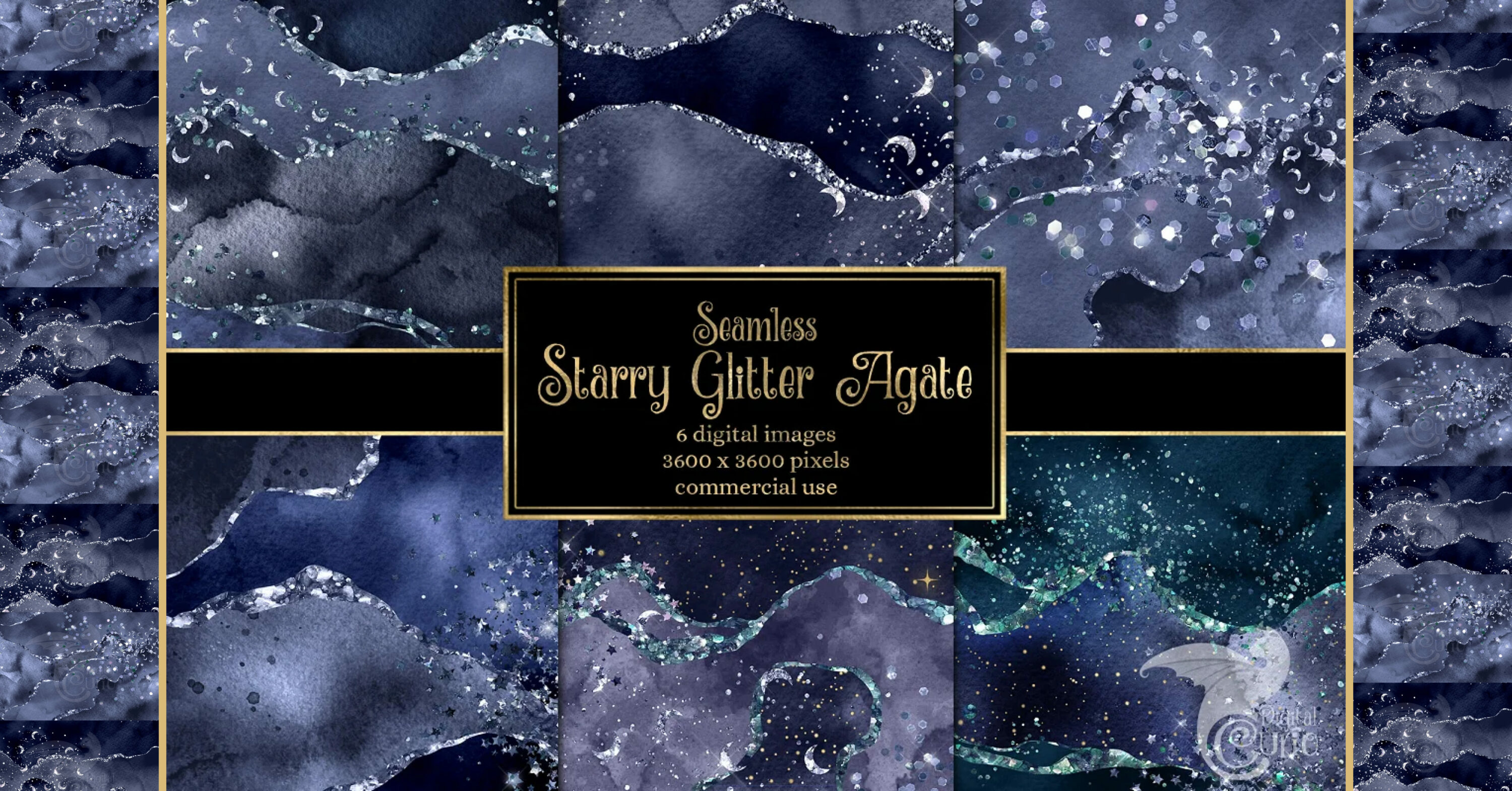 Starry Glitter Agate Textures facebook image.