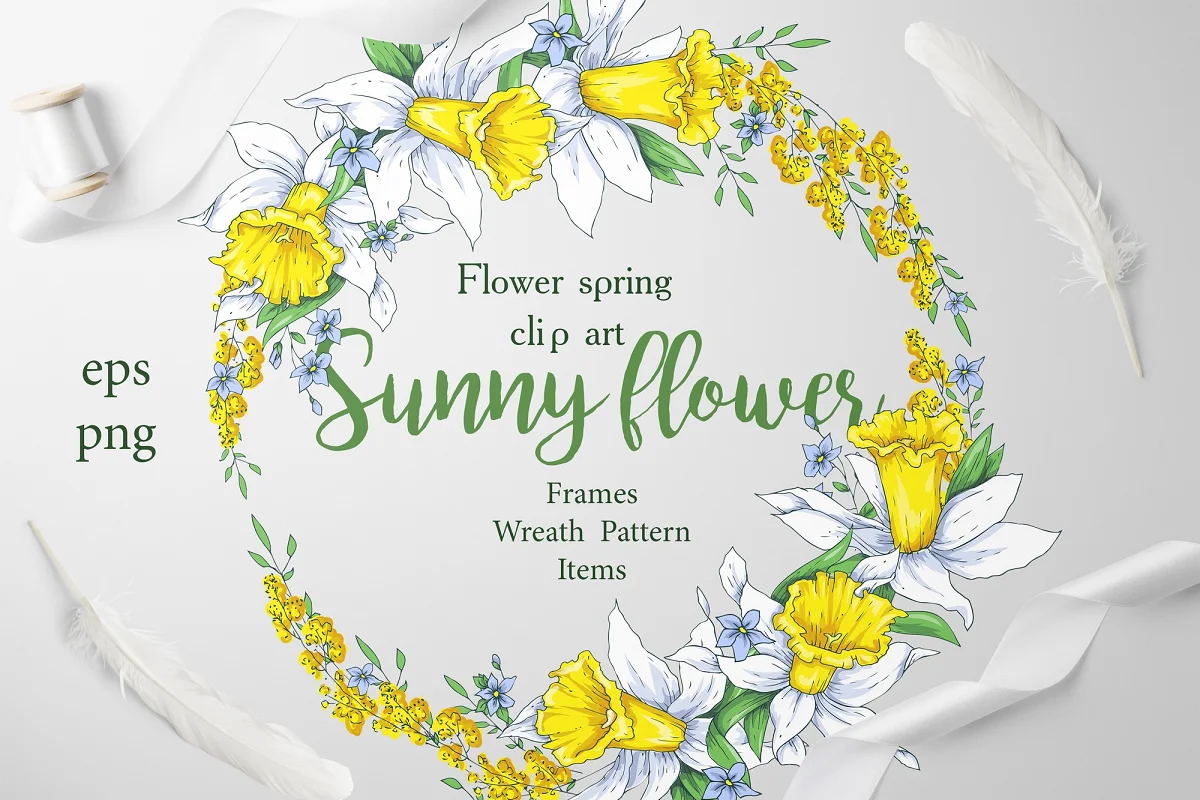 Sunny Flowers – Spring Clip Art facebook image.