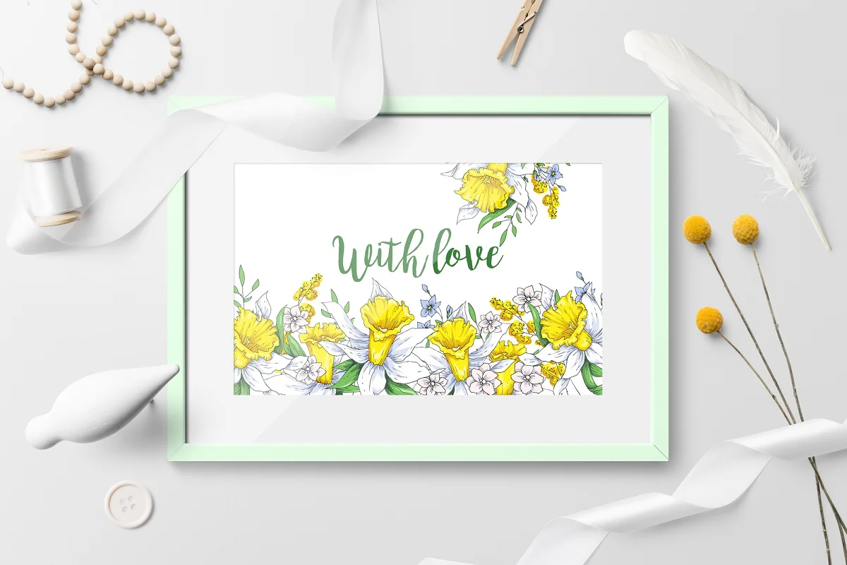 sunny flowers spring clipart hand painted art.