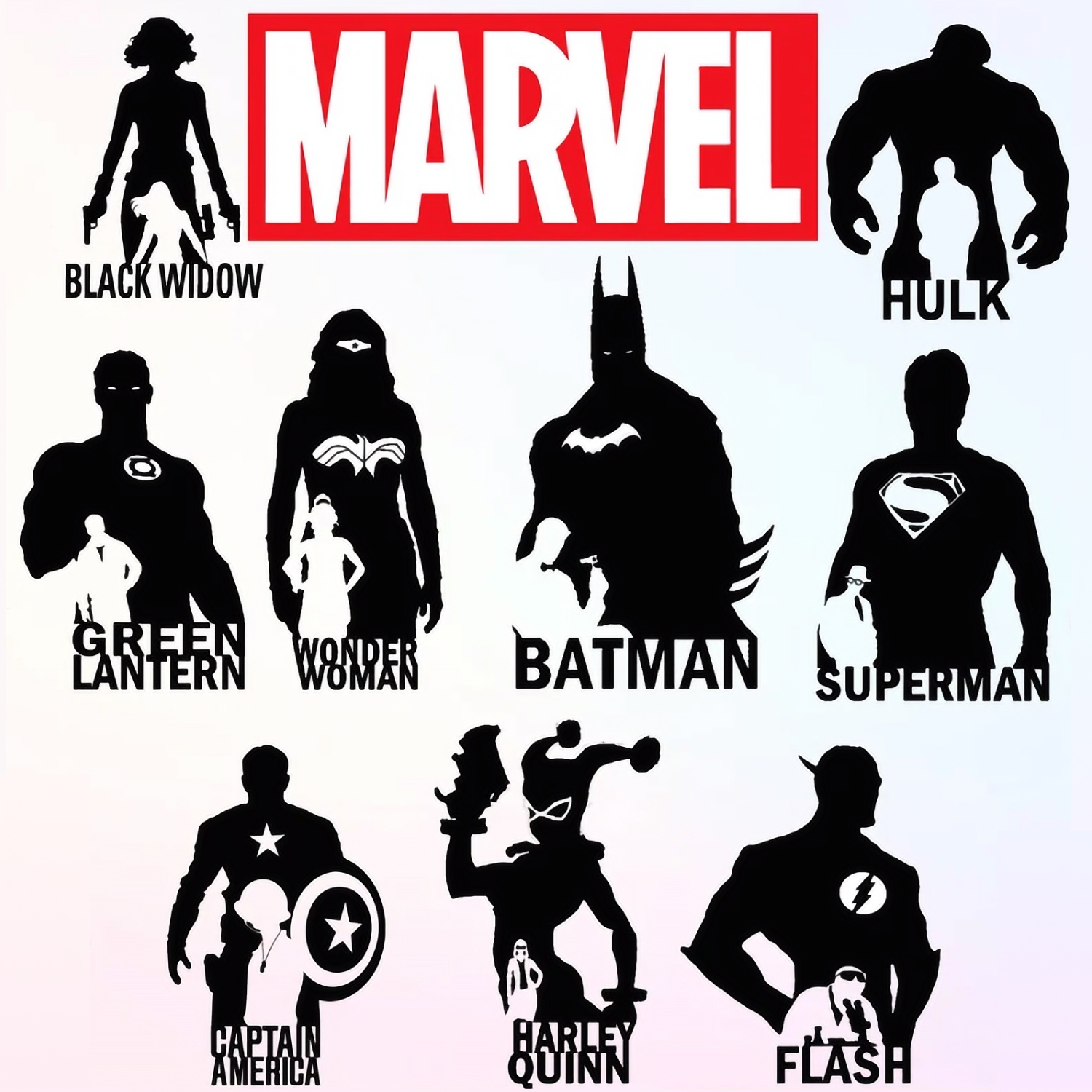 Superhero silhouette svg bundle layered item preview.