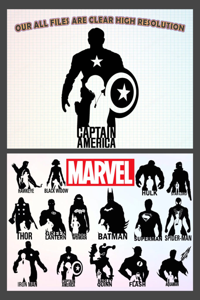 Superhero Silhouette Svg Bundle Layered Object, Superhero Vector 