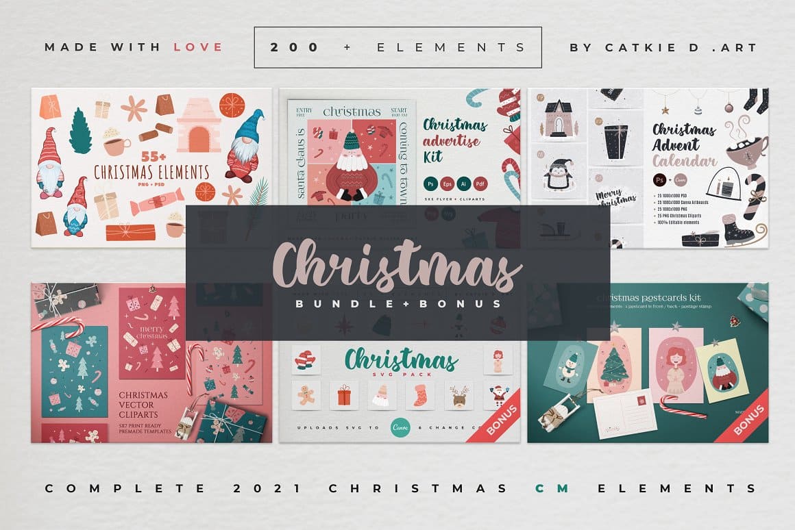 The Christmas Bundle 200 Elements Preview 1.