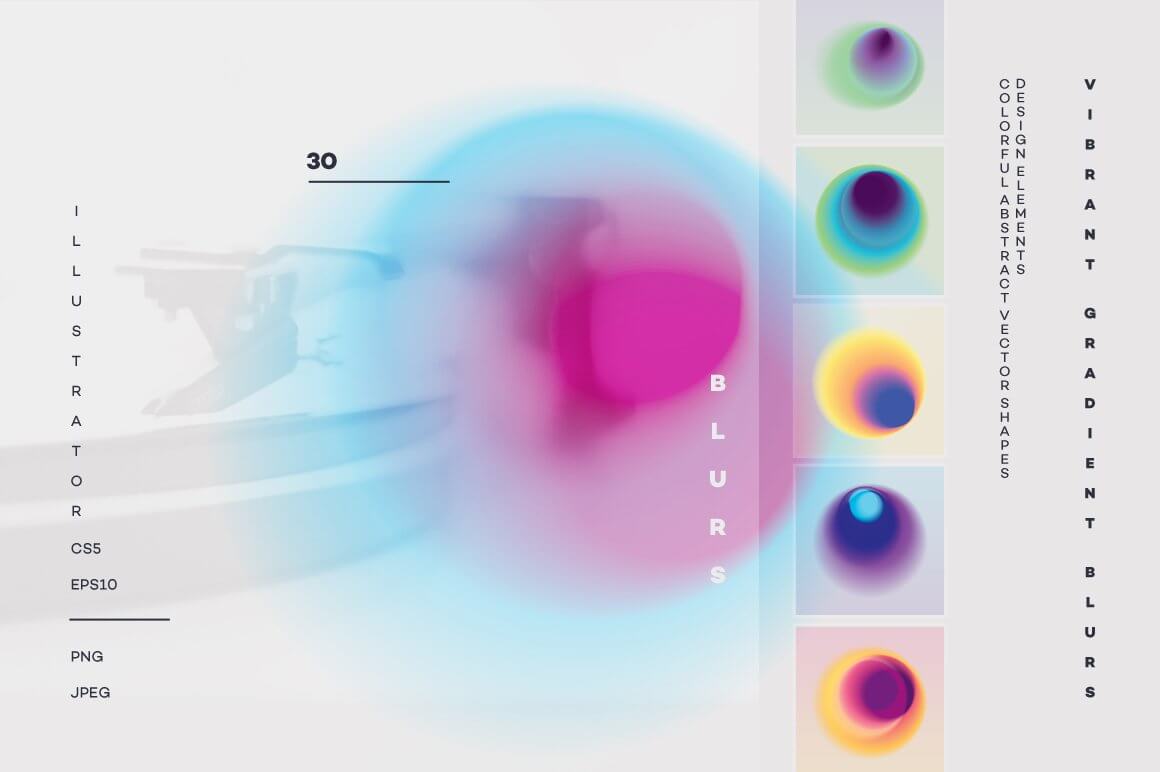 The ultimate illustrator gradient pack, Vibrant Gradient Blurs.