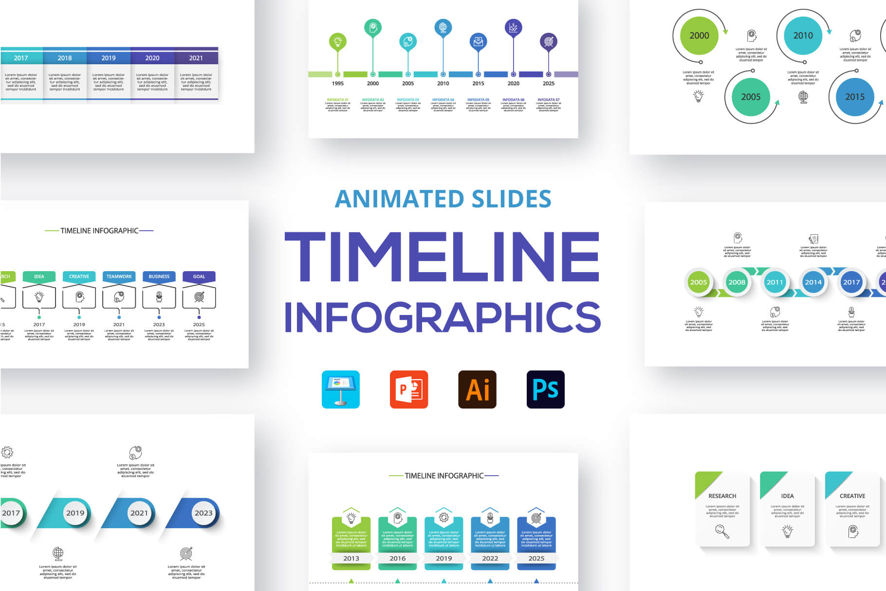 Timeline Animated Infographics facebook image.