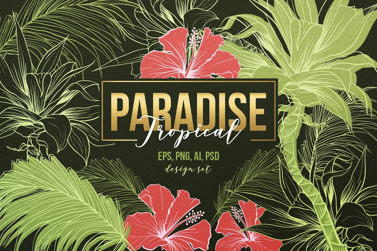 tropical paradise set.