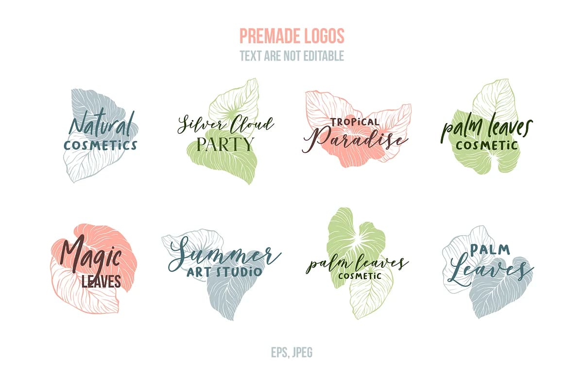 tropical paradise pre-made logos.