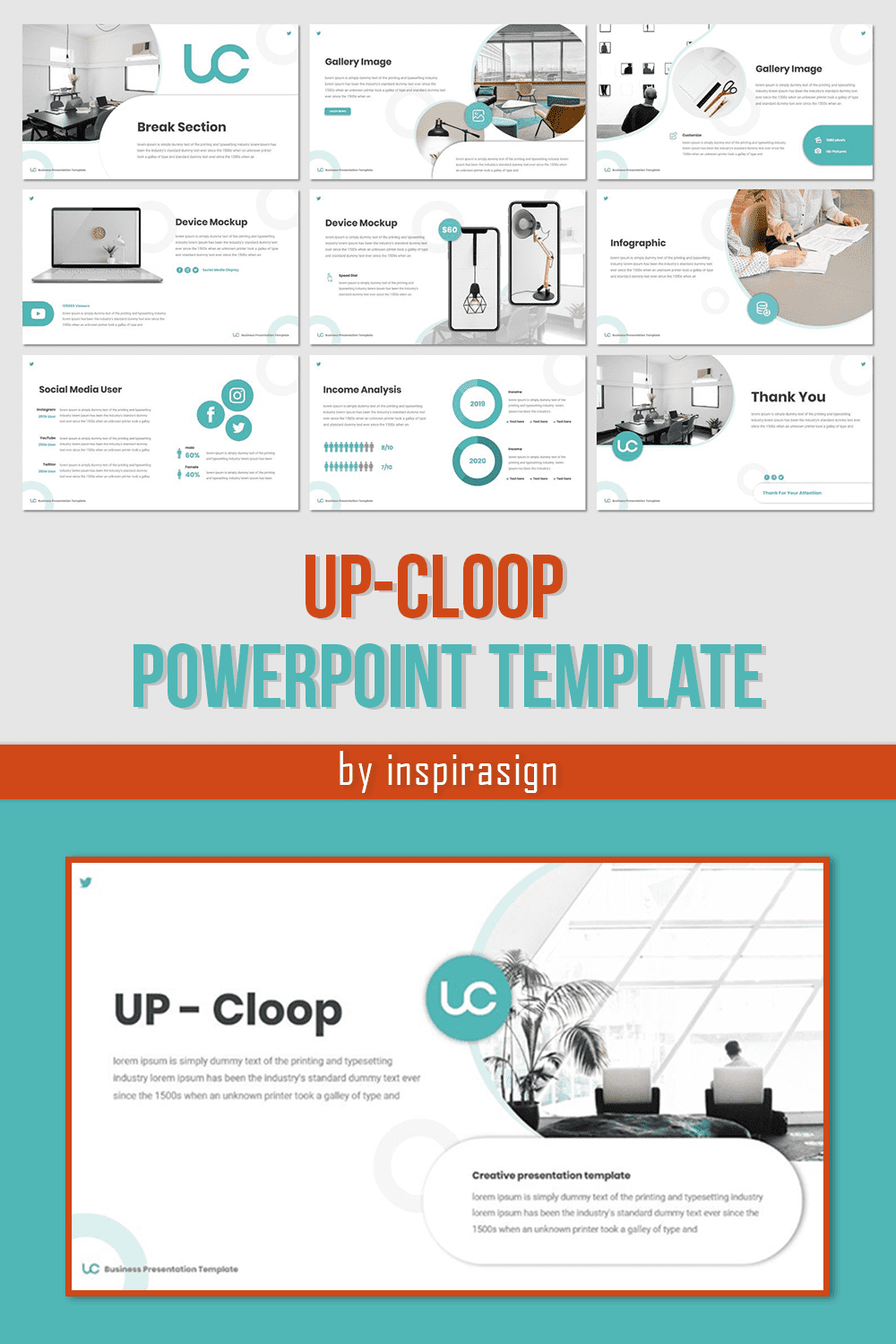 Up-Cloop - PowerPoint Template pinterest image.