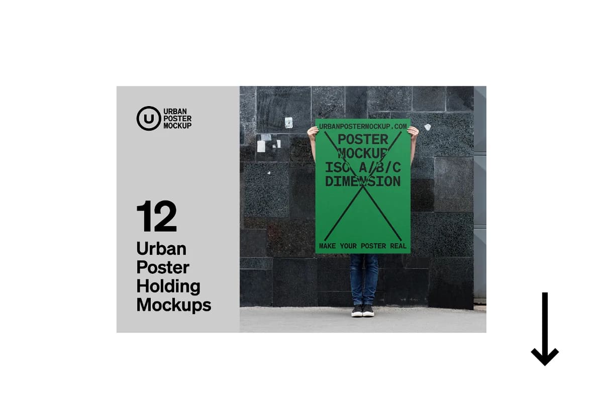 urban poster mockup bundle, 12 urban poster holding mockups.