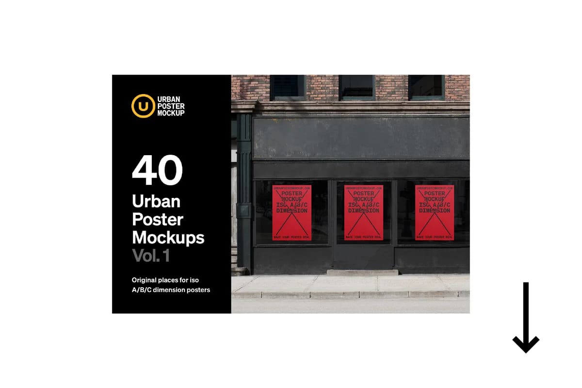 urban poster mockup bundle, 40 urban poster mockups vol 1.