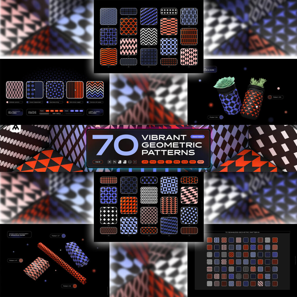 Vibrant Geometric Seamless Patterns – MasterBundles