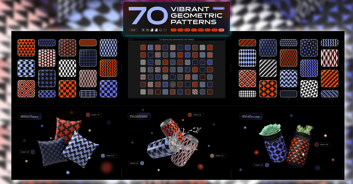 Vibrant Geometric Seamless Patterns – MasterBundles