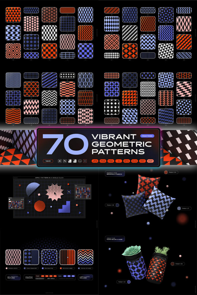 Vibrant Geometric Seamless Patterns – MasterBundles