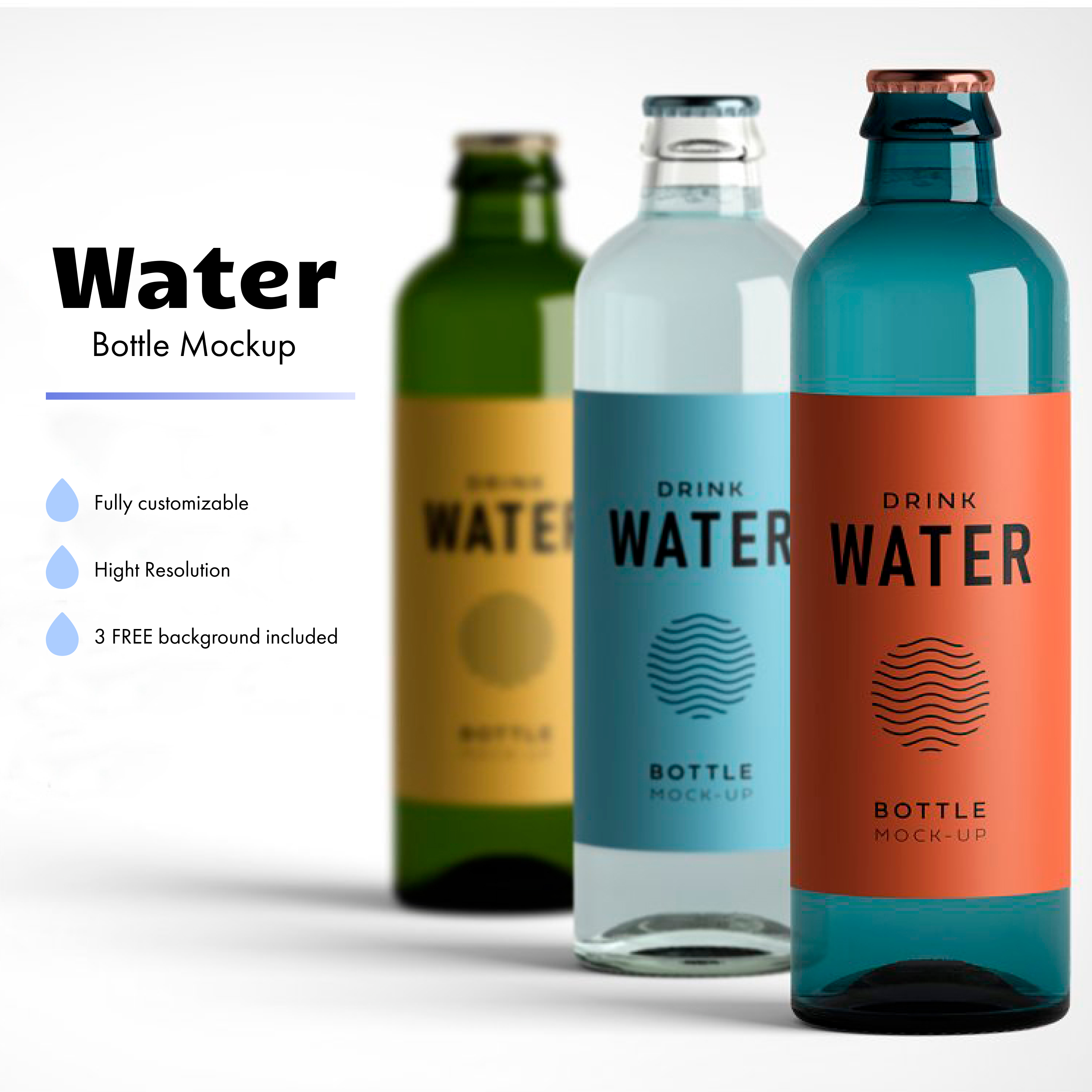 Prints of water bottles can mockup.