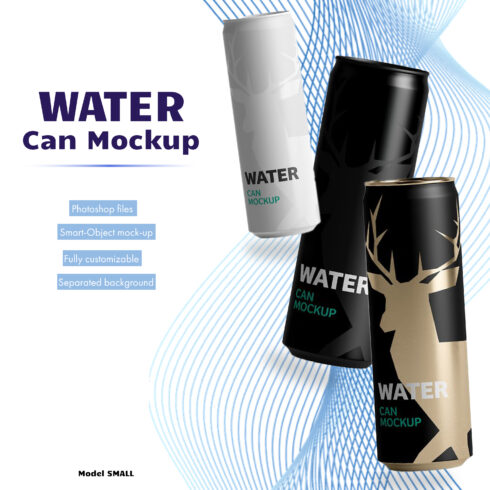 Water bottles can mockup preview.
