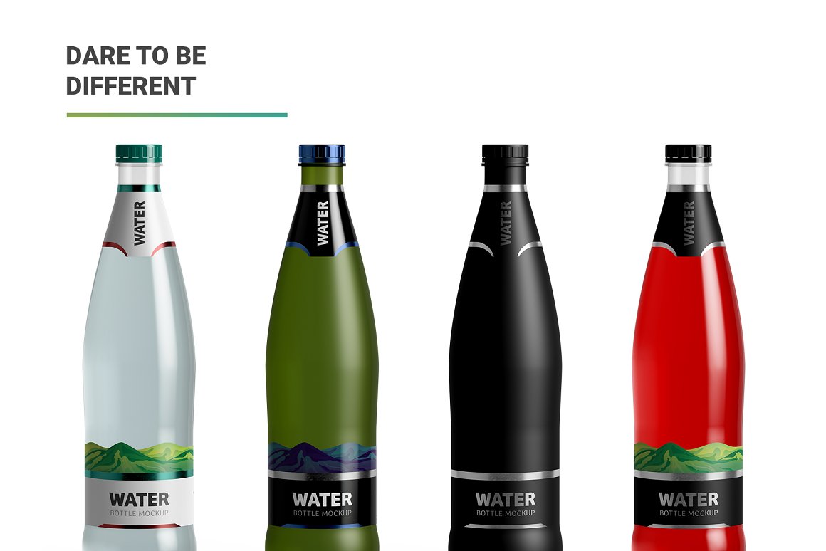 Different bottles with different colors.