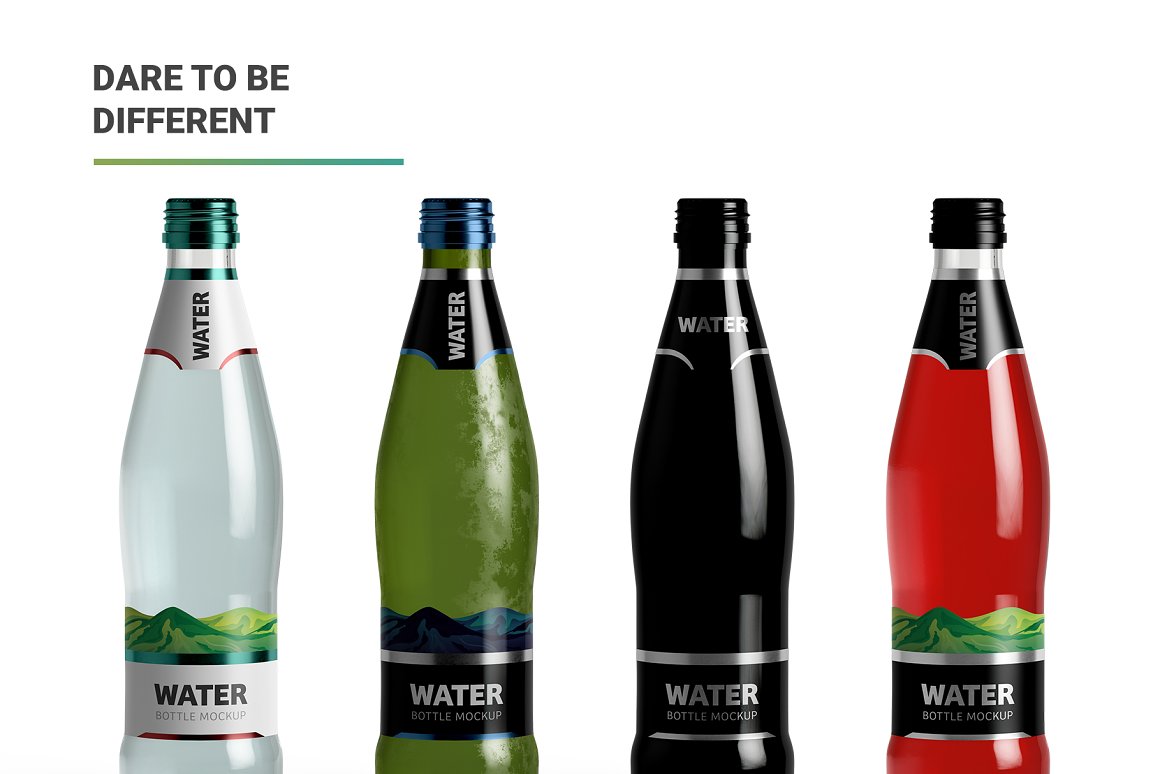 Different bottles with different colors.