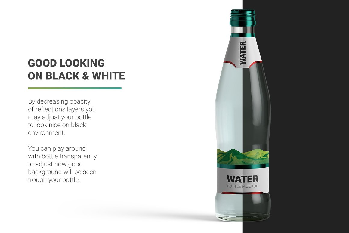 Water bottle print with description.