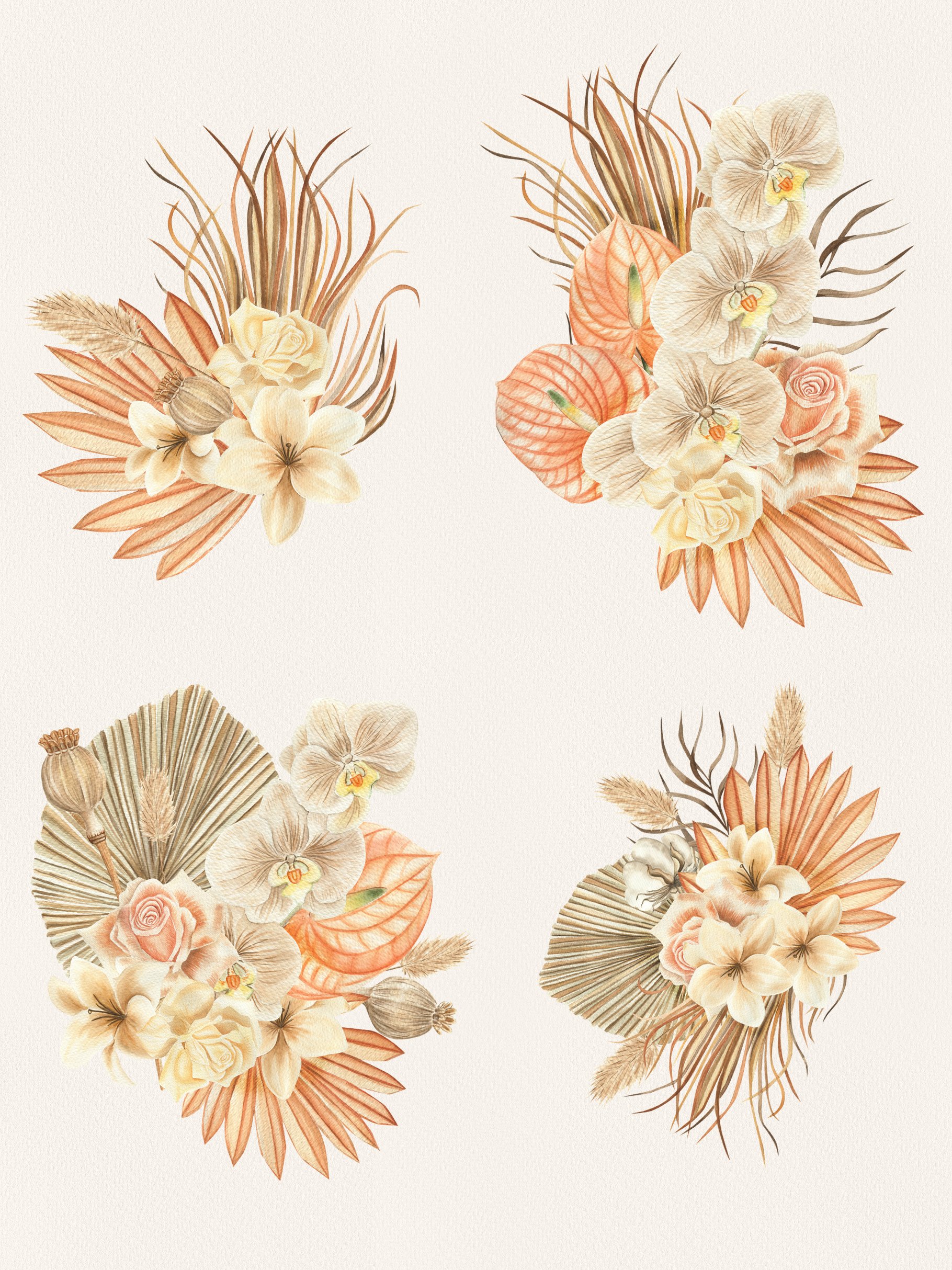 watercolor boho collection flower previews