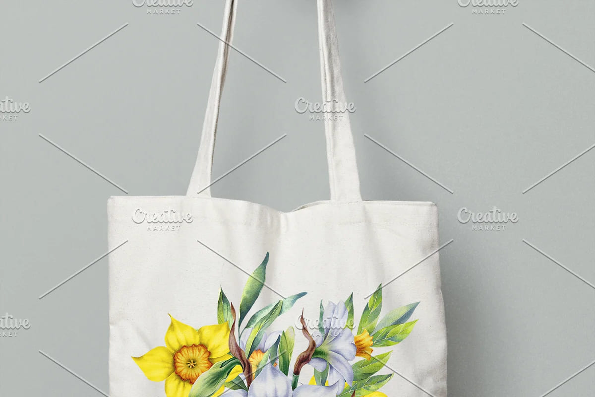 watercolor daffodils set design.