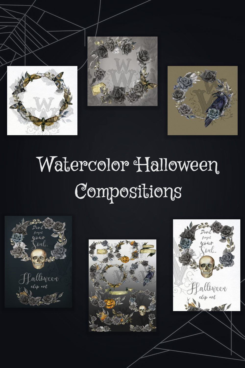 Watercolor halloween compositions of pinterest.