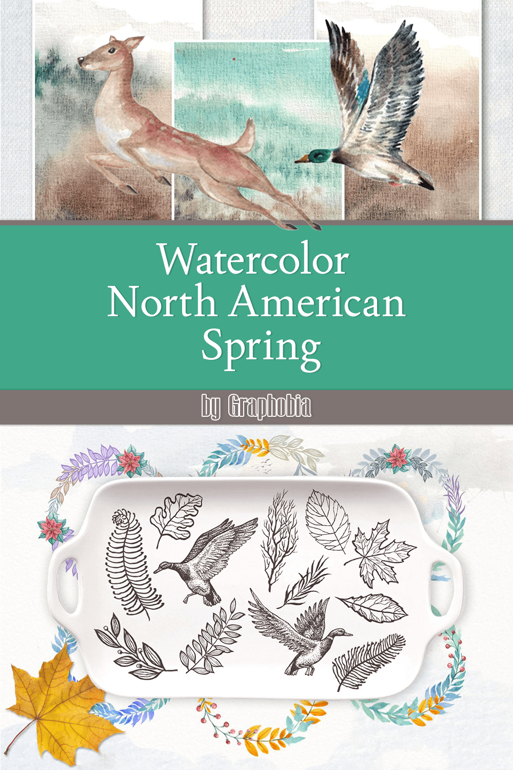 Watercolor North American Spring pinterest image.