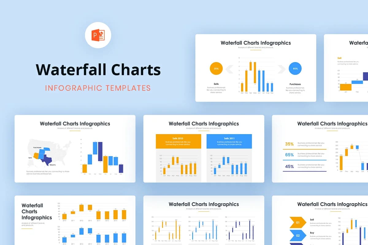 Waterfall Charts Infographics facebook image.