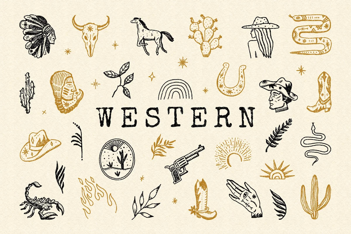 western bundle illustrations.