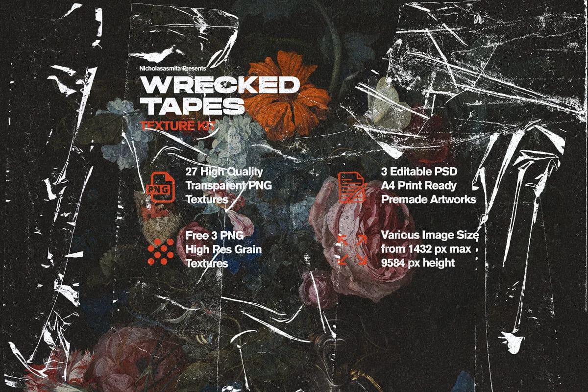 wrecked tapes texture collection.