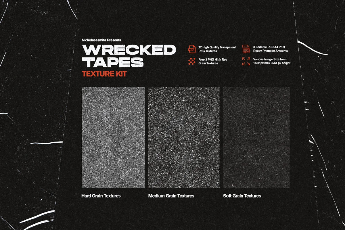 wrecked tapes texture kit, grain textures.